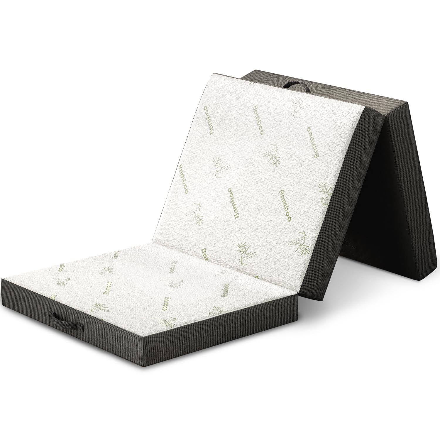 Cozzzi Trifold Mattress for Floor and Traveling with Removable Cover - Lightweight and Portable Mattress for Adults & Kids - Com