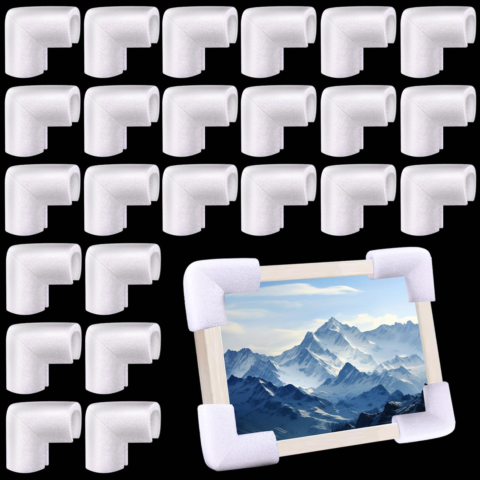 Hiitytin 24 Pcs Foam Corner Protectors For Moving Mirror Tv, L-Shaped Packing Foam Protection Frame Corner For Shipping, Moving