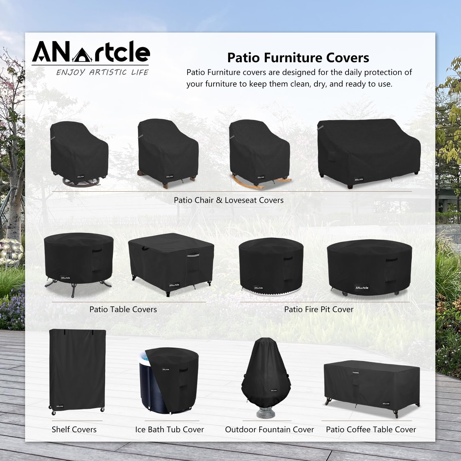 Anartcle Outdoor Swivel Lounge Chair Cover 2 Pack,Waterproof Heavy Duty Lawn Patio Chair Covers,Patio Swivel Chair Covers For Ou