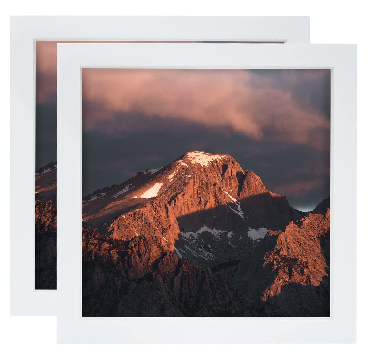 LEKAIYA 8x8 White Picture Frames Set of 2, Square Solid Wood Photo Frame for Tabletop or Wall Mounting