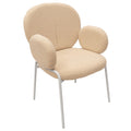 Celestial Series Boucle Dining Arm Chair, White Frame with White Fabric