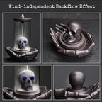 Haiswonsa Skull Incense Burner Holder - Backflow Waterfall , Led Ceramic Unique Skeleton Incense Burner With 15 Incense Cones Fo