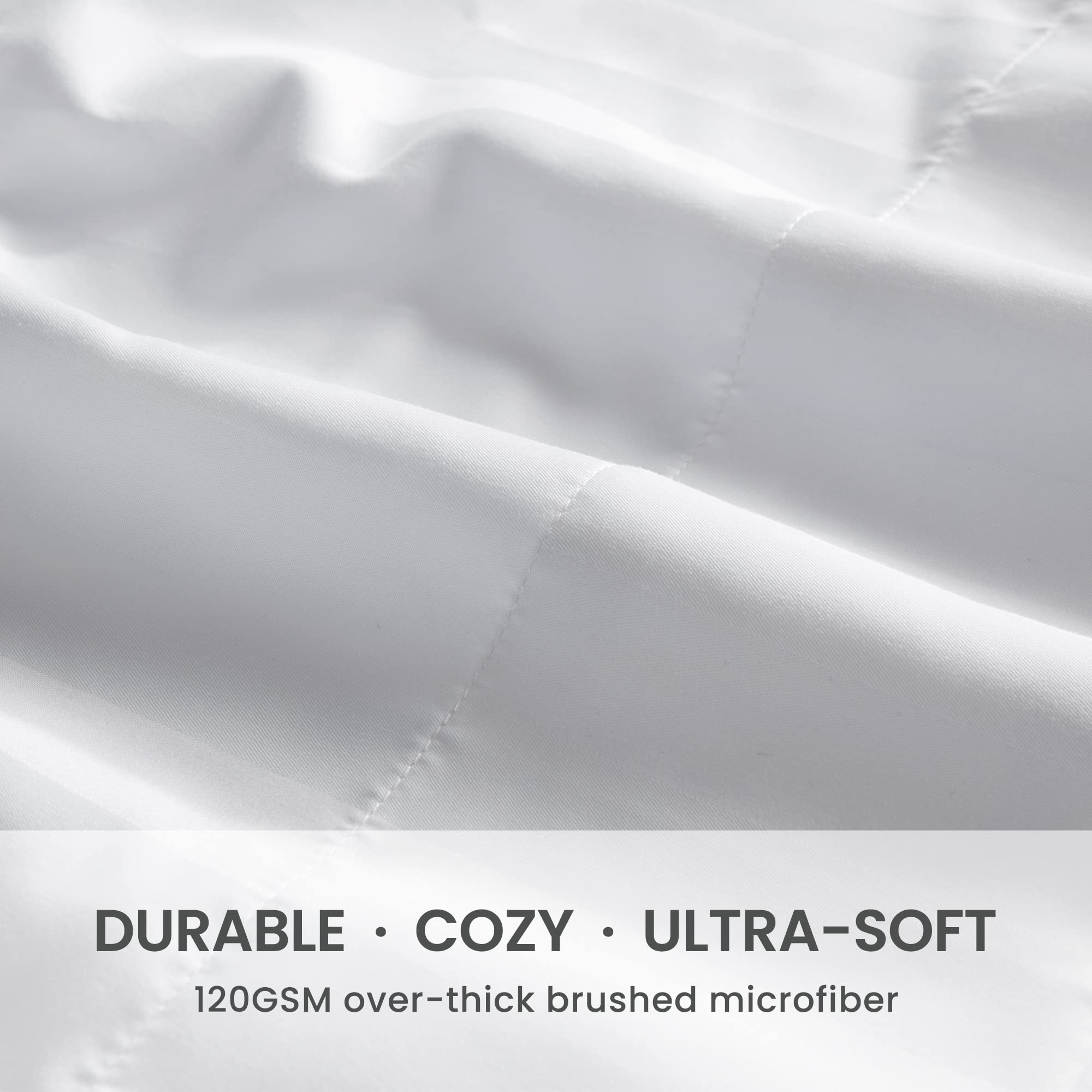 Sleep Zone Striped Cooling Sheets Set Full Size - Fitted Flat Sheet & Pillowcase Sets 4 Piece - Super Soft Stripe Bed Sheet, Easy Care, Deep Pocket (White, Full)