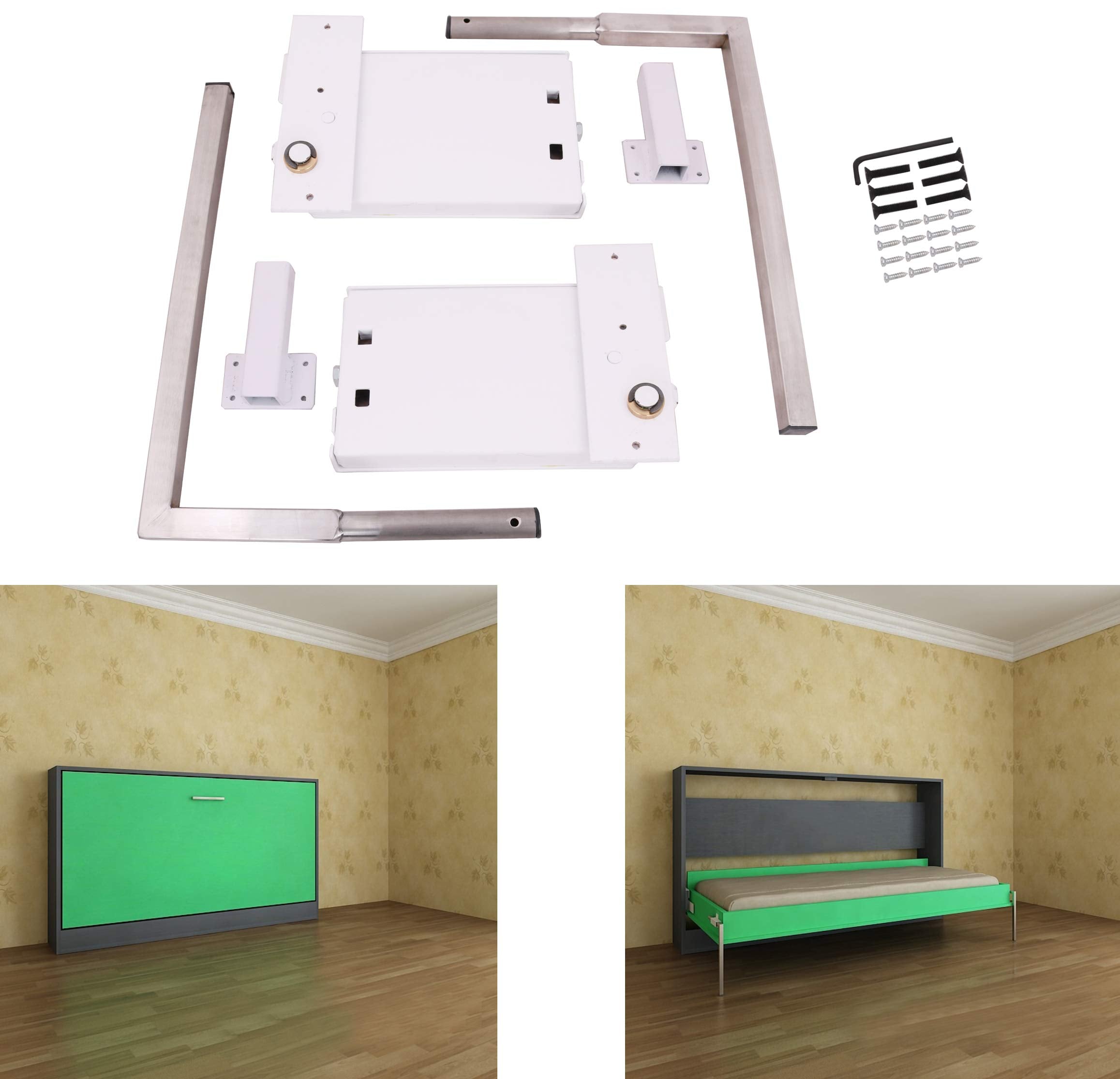 ECLV Horizontal Murphy Wall Bed Springs Mechanism Hardware Kit for Full Size Queen Size,Twin Size,King Size Bed,Horizontal Wallb