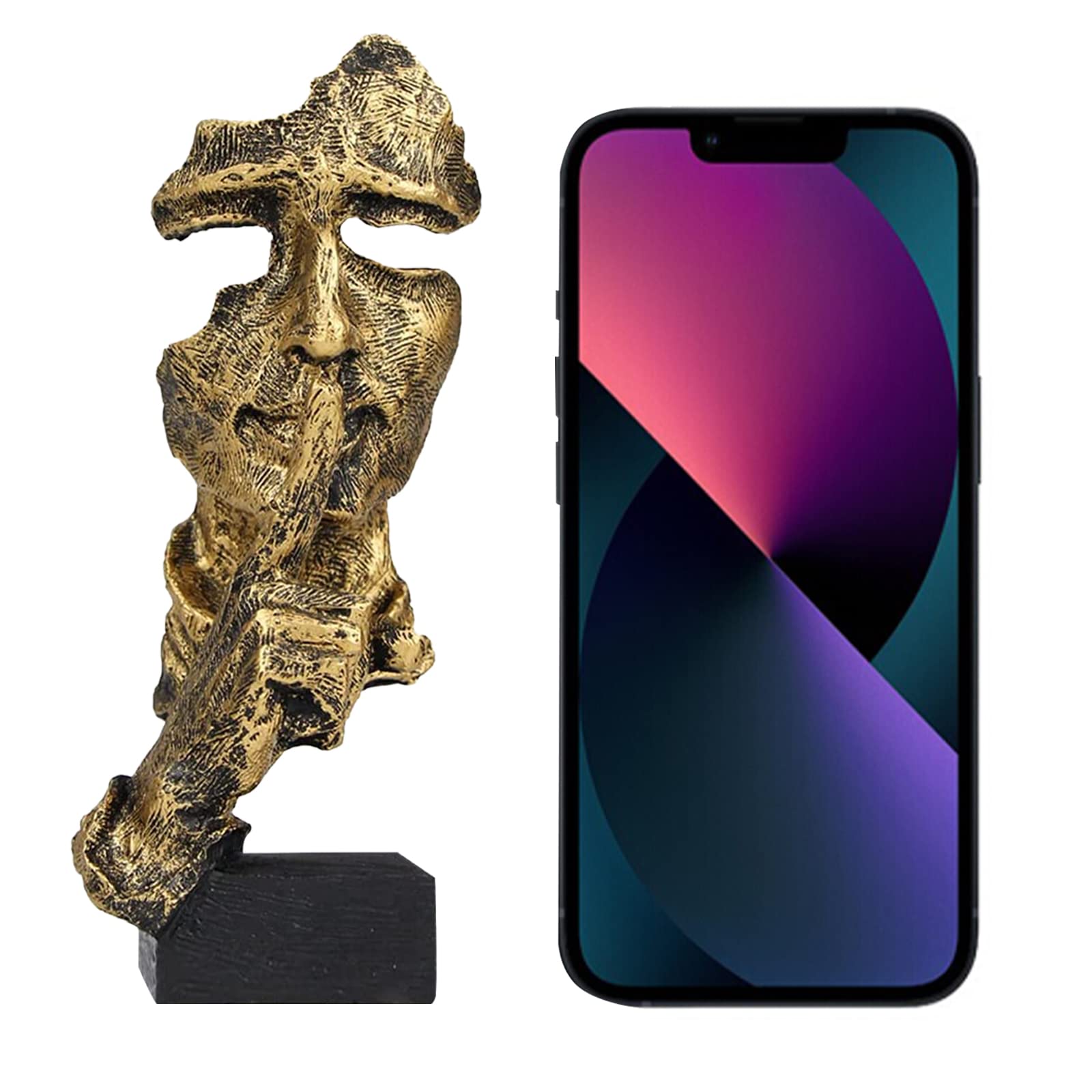 Aboxoo 3 Pcs Thinker Statue, Silence Is Gold Abstract Art Figurine, No Hear No See No Speak Modern Home Resin Sculptures Decorat
