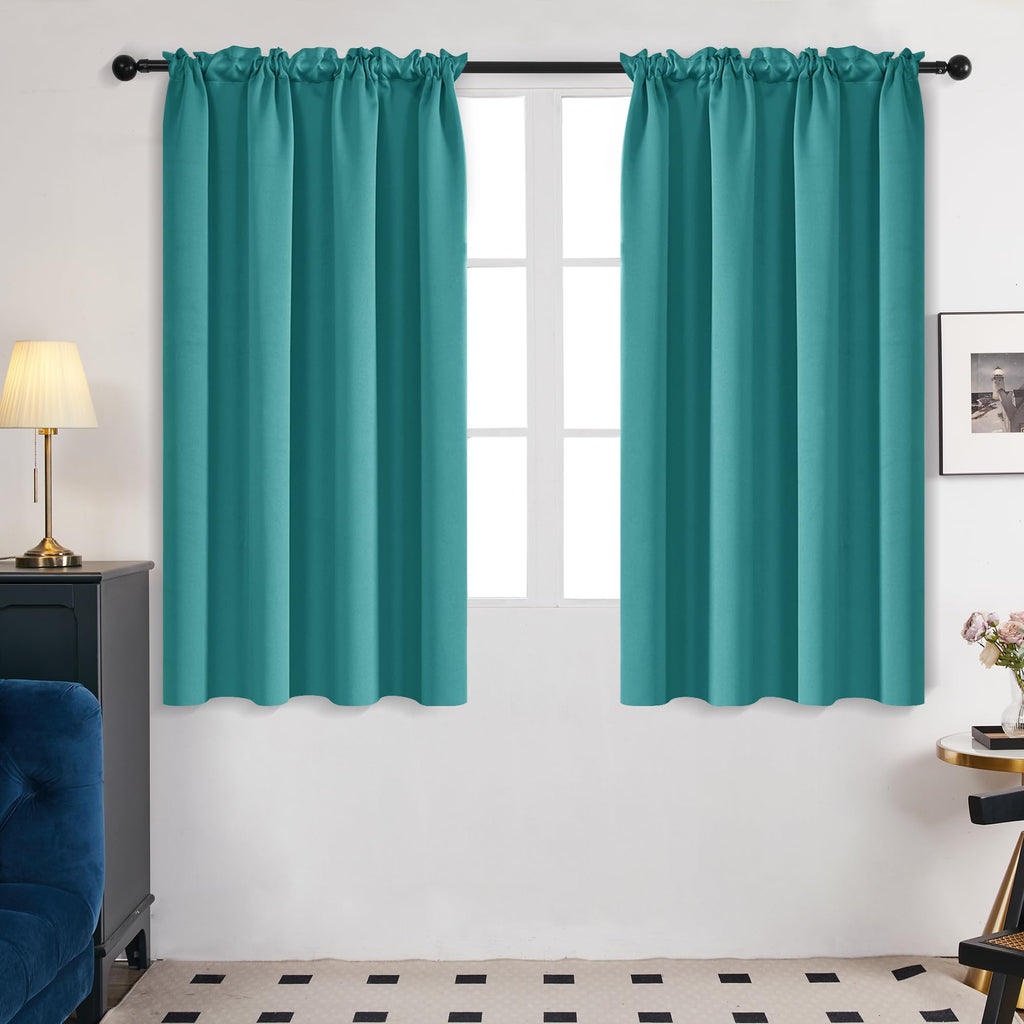 Deconovo Teal Curtains 63 Inch Length 2 Panels, Room Darkening Thermal Curtain Panels For Bedroom - 42W X 63L Inch, Teal, Set Of 2