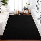 Larhom Large Modern Area Rugs For Bedroom Living Room, 5X7 Feet Black Rug, Thickened Memory-Foam Indoor Carpets, Minimalist Rug