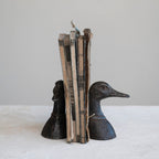 Creative Co-Op Decorative Distressed Cast Metal Duck Head Bookends, Black, Set of 2, Model DF7795