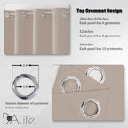 Dualife Light Brown Curtains For Bedroom Short Windows Solid Blackout Curtain Panels Thermal Insulated Grommet Top Room Darkenin