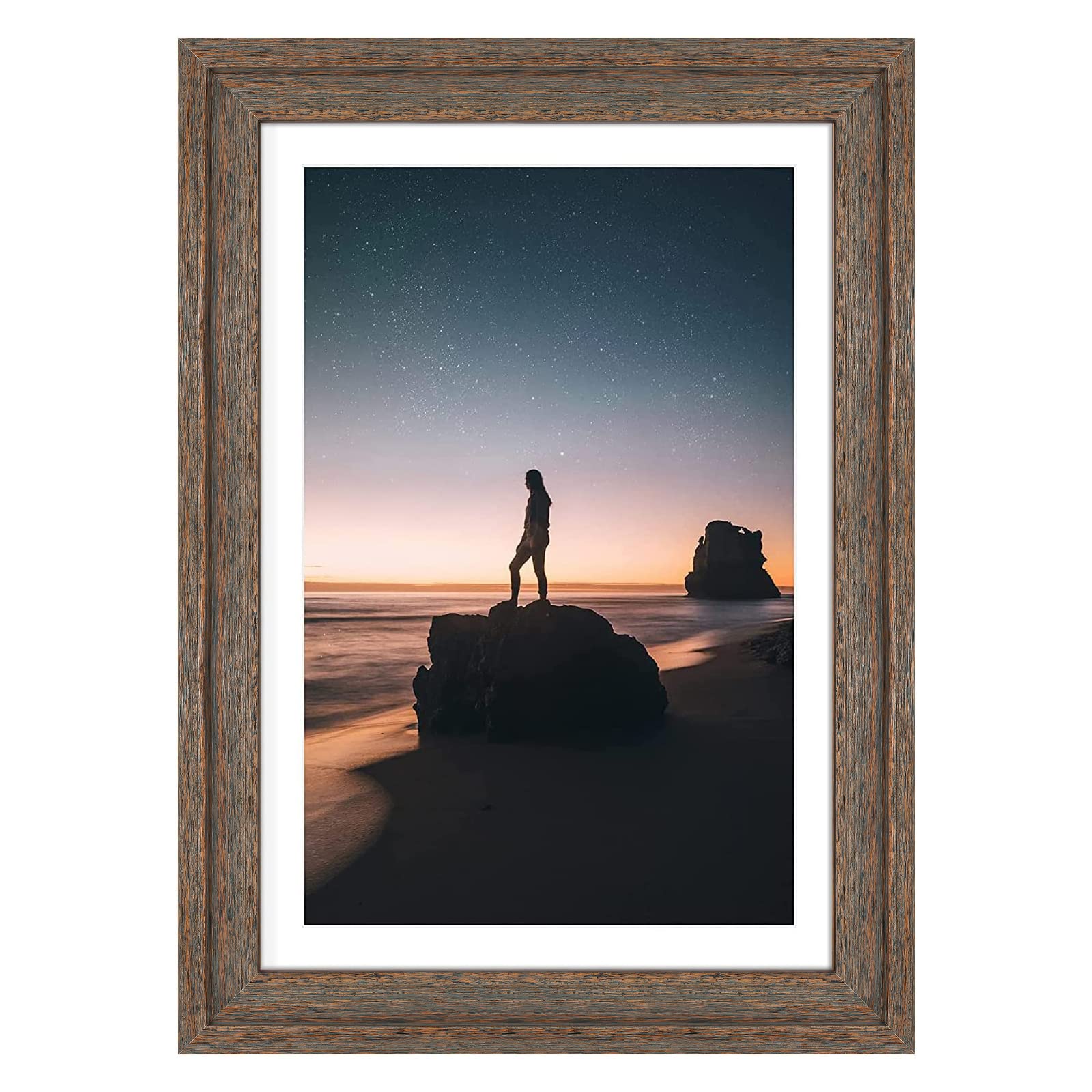 Golden State Art, 13x19 Picture Frame - Displays 11x17 Photo with Mat or 13x19 Without Mat, Wide Moulding Solid Wood Frame for W