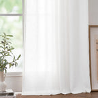 Jinchan Linen Blend White Curtains 63 Inches Length For Living Room Farmhouse Rod Pocket Back Tab Light Filtering Window Drapes For Bedroom Curtains Off White 2 Panels