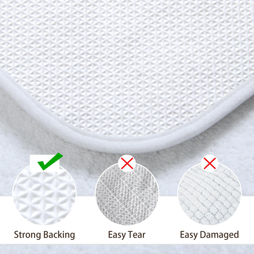 Lochas Bathroom Rug Set White, Soft Bath Rug Set 2 Piece Set, Toilet Mat U-Shaped 20X20 And 34X20 Bathroom Rugs, Quickly Dry Mat