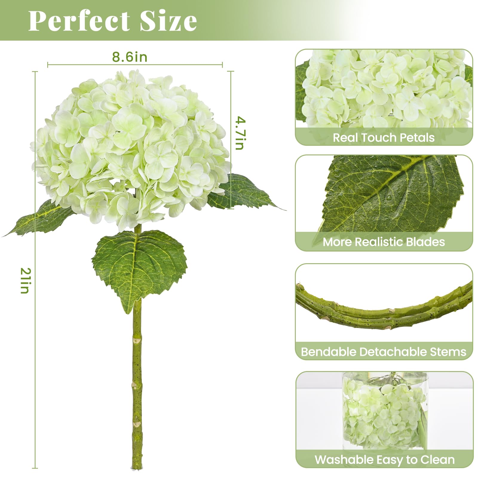 Martine Mall 4Pcs 21In Hydrangea Artificial Flowers, Latex Real Touch Hydrangeas Lifelike Large Hydrangea Flowers For Home Decor
