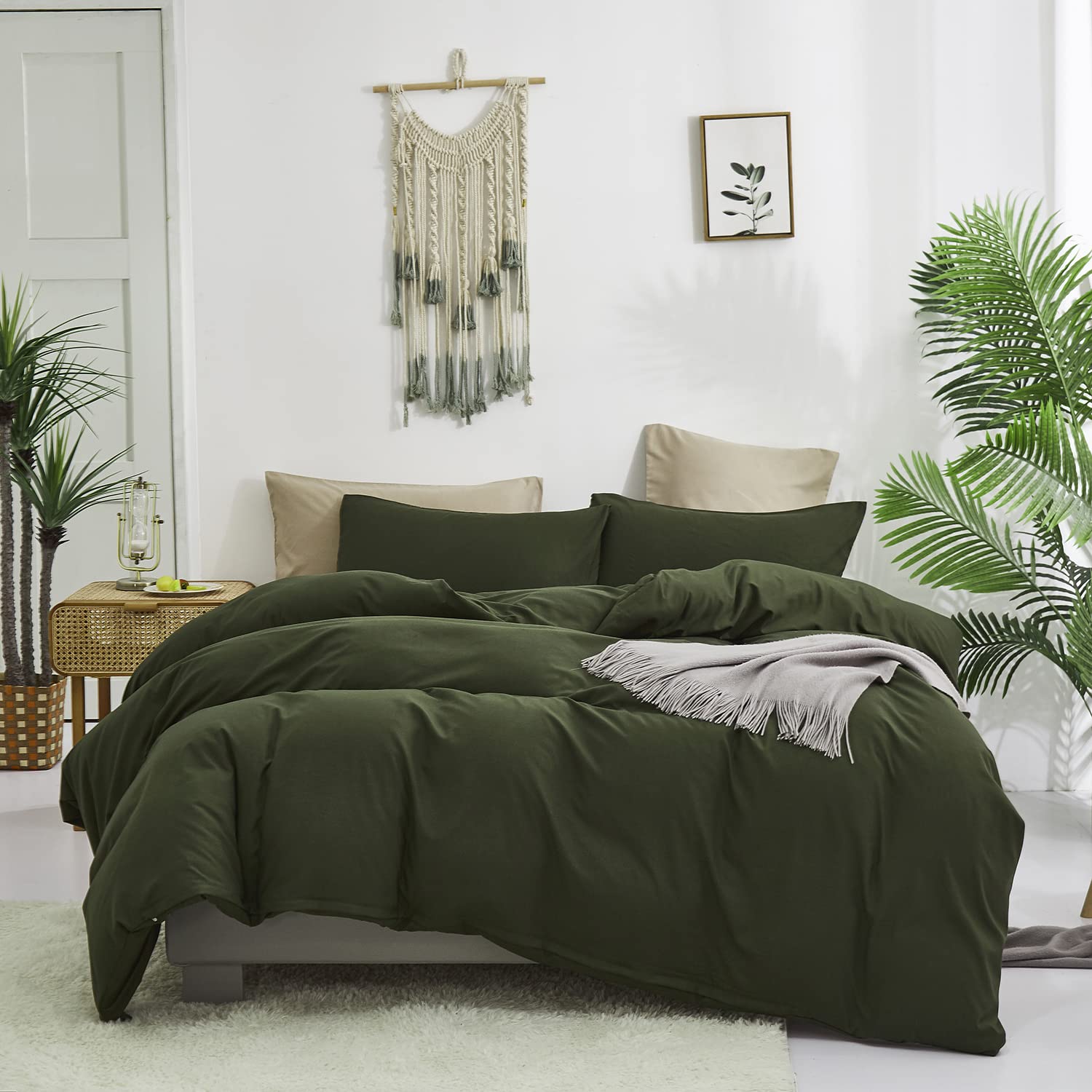 Karever Army Green Comforter Full Dark Green Bedding Set Olive Green Comforter Set Full Men Breathable Comforter Women Soft Full