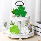 St. Patrick'S Day Table Wooden Signs 3 Pieces St. Patrick'S Table Decor Irish Themed Wooden Shamrock Decor Green Shamrock Blocks