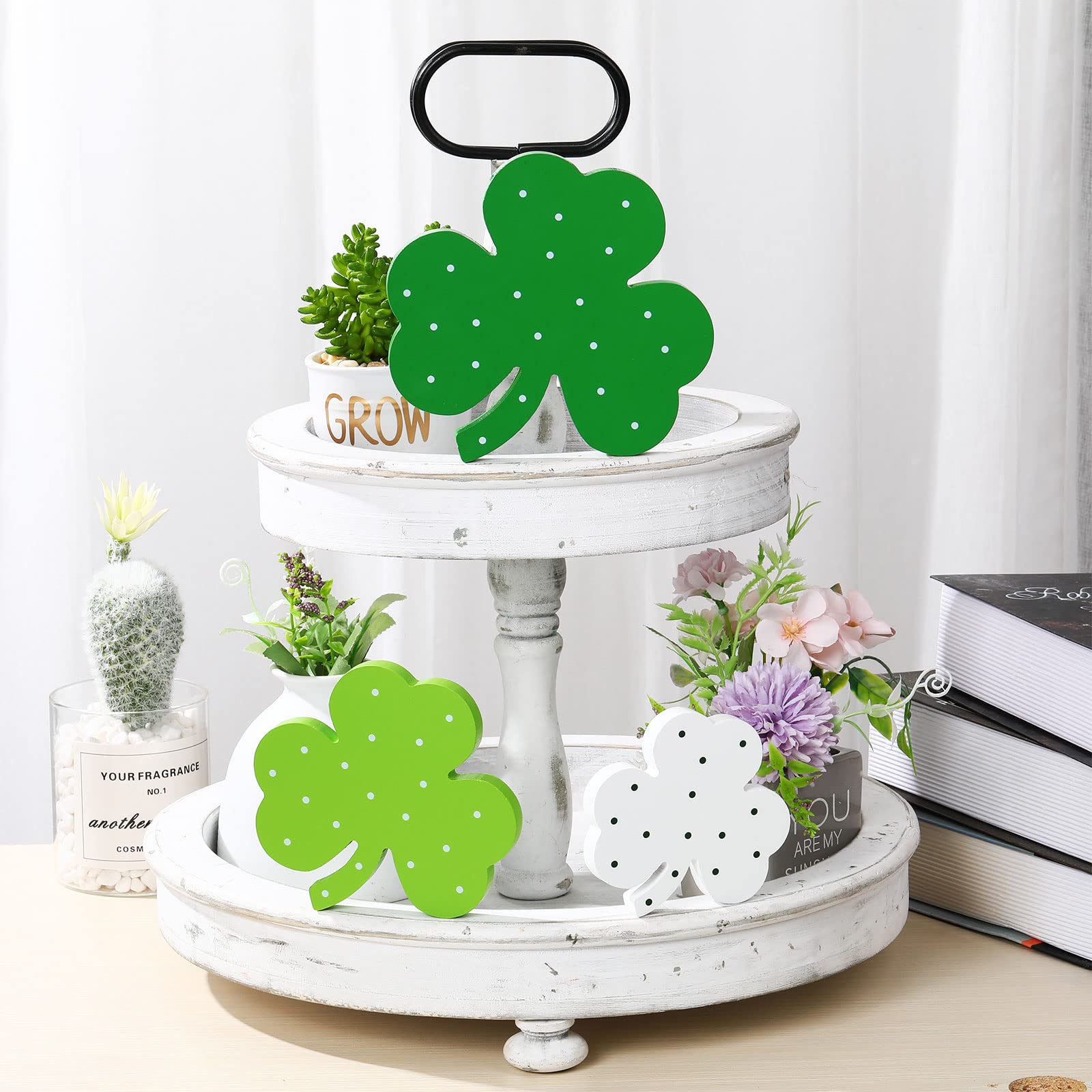 St. Patrick'S Day Table Wooden Signs 3 Pieces St. Patrick'S Table Decor Irish Themed Wooden Shamrock Decor Green Shamrock Blocks