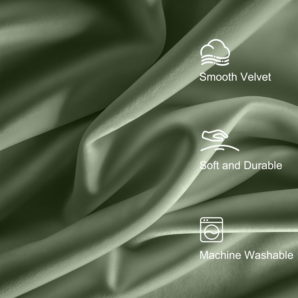Lazzzy Blackout Velvet Curtains Green Thermal Insulated Curtains 84 Inch Long Drapes For Bedroom Living Room Darkening Window Treatments Grommet Living Room Curtains Set Of 2 Panels Sage Green