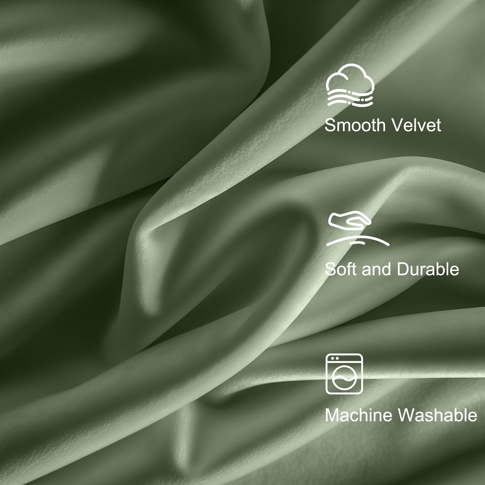 Lazzzy Blackout Velvet Curtains Green Thermal Insulated Curtains 84 Inch Long Drapes For Bedroom Living Room Darkening Window Treatments Grommet Living Room Curtains Set Of 2 Panels Sage Green