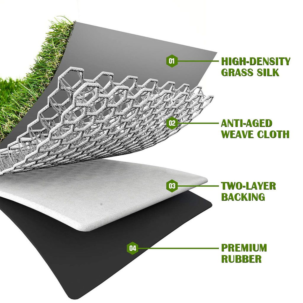 Zgr Artificial Grass Rug 9 Ft X 44 Ft Fake Faux Grass, Indoor Outdoor Patio Garden Lawn Landscape Synthetic Grass Mat, Realistic Turf, 4-Tone/Soft, With Drainage Holes & Rubber Backing/Many Sizes