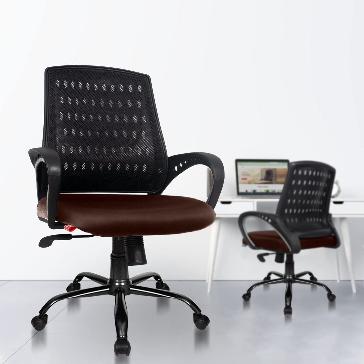 Rose Blazia | 3 Years Brand Warranty | Mid Back Leatherette Executive Office Chair With Cushion & Armrest | Comfortable Adjustab