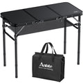 Anbte Folding Camping Table with Storage Net, 3ft Camping Table Aluminum Folding Table with 3 Adjustable Height Max 27.1 Inch Pi