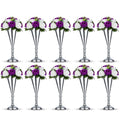 10 Pcs Tabletop Silver Metal Wedding Flower Trumpet Vase, 14 inch Table Decorative Centerpiece Artificial Flower Arrangements fo