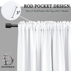 Pure White 50% Light Reducing Curtains 90 Inches Long - Room Darkening Thermal Insulated Drapes Window Treatment Curtains For Living Room Patio Door,2 Panels,W 52 X L 90 Inch