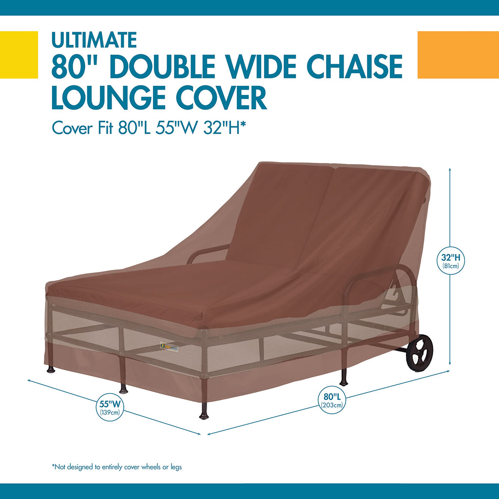 Duck Covers Ultimate Waterproof 82 Inch Double Wide Patio Chaise Lounge Chair Cover, Patio Furniture Covers
