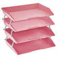 Acrimet Facility 4 Tier Letter Tray Side Load, Desktop File Organizer, Plastic (Solid Pink Color)