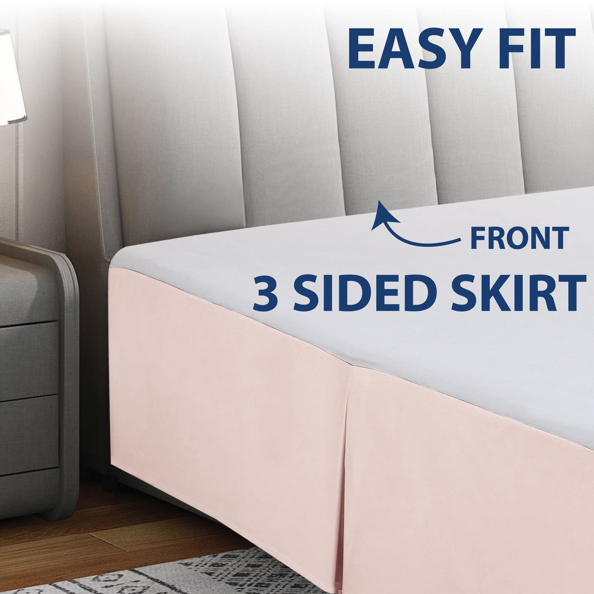 Cathay Home Double Brushed Microfiber Pleated Easy Fit Bed Skirt, Ultra Soft, Fade And Wrinkle Resistant - Blush, Full