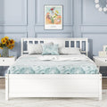 Giantex Full Size Solid Wood Platform Bed Frame, Mid Century Full Bed Frame with Headboard, Wood Slat Support, Double Panel Bed,