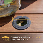 Vicllax 48' Outdoor Round Patio Table For Lawn Garden, All Weather Metal Black Round Outdoor Dining Table With Adjustable Umbrella Hole, 6 Person Patio Table, Walnut Wood-Like Tabletop