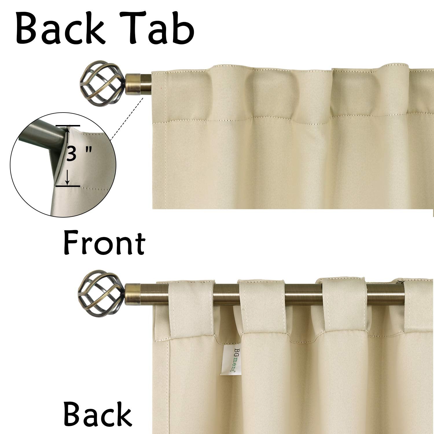 Bgment Rod Pocket And Back Tab Blackout Curtains For Bedroom - Thermal Insulated Room Darkening Curtains For Living Room, 2 Window Curtain Panels (70 X 63 Inch, Light Grey)