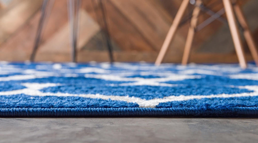 Unique Loom Trellis Frieze Collection Area Rug - Rounded (3' Round, Navy Blue/ Ivory)