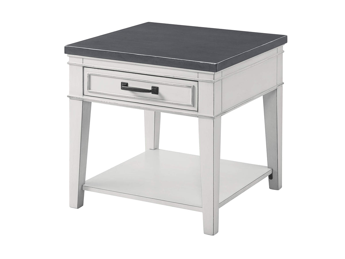 Martin Svensson Home Del Mar End Table, Antique White And Grey