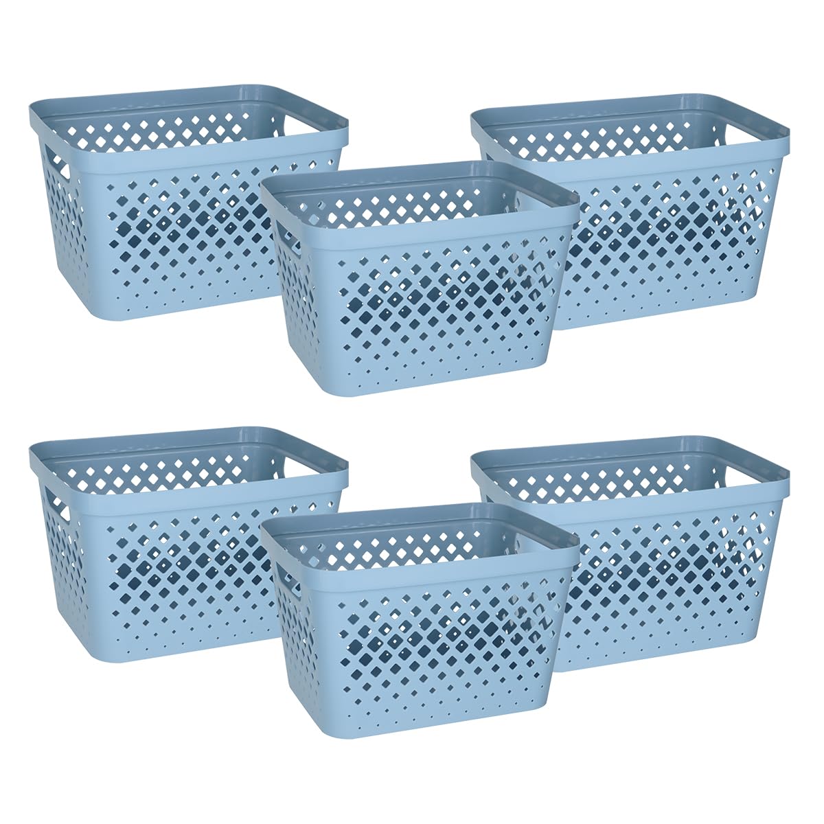 Glad Plastic Storage Basket Set, Value Pack of 6 | Open Storage Bins for Shelves, Bathroom, Pantry, Closet | Nesting Organizer B