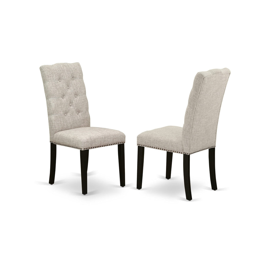 East West Furniture X-Style 7 Piece Kitchen Set Consist Of A Rectangle Table With X-Legs And 6 Doeskin Linen Fabric Parsons Dining Chairs, 36X60 Inch, Multi-Color