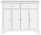 Crosley Furniture Avery Rolling Kitchen Island Storage Cart with Shelves, Microwave Stand, Coffee Bar, Distressed White