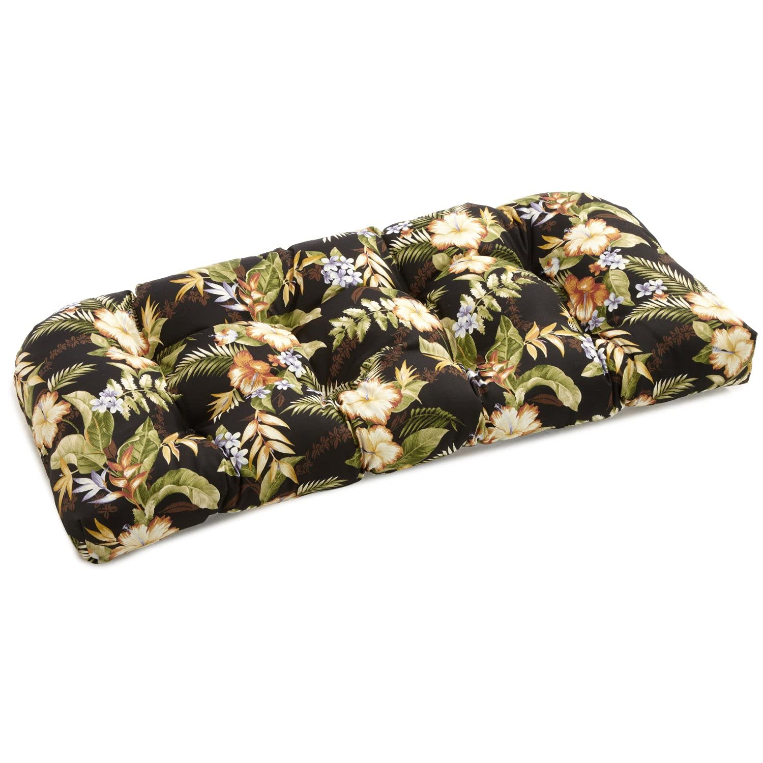 Blazing Needles Outdoor Rounded Back Loveseat Cushion, 42 x 19, Freeport Ebony