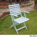 International Caravan Furniture Piece Acacia Folding S/2 Ladder Back Armchair with Sky Blue Finish