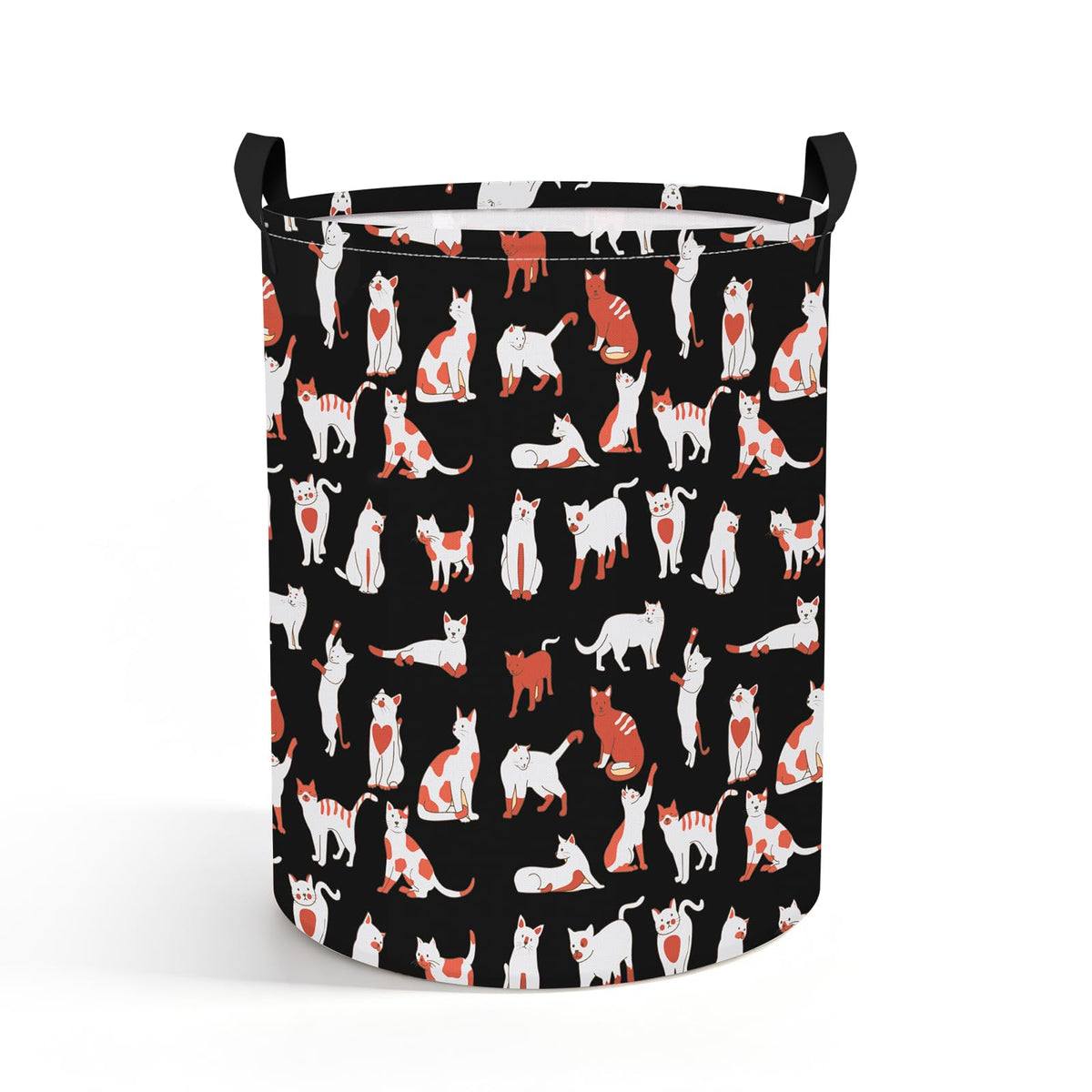 Kids Folding Laundry Basket, Storage Hamper with handles Lovely Cat
