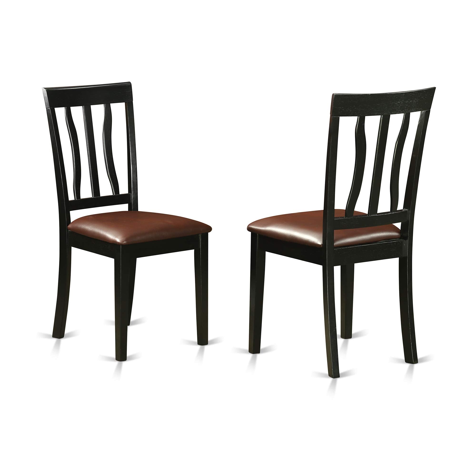 East West Furniture HLAN5-BCH-LC 5 Piece Dining Set Includes a Round Dining Table with Pedestal and 4 Faux Leather Kitchen Room Chairs, 42x42 Inch, Black & Cherry