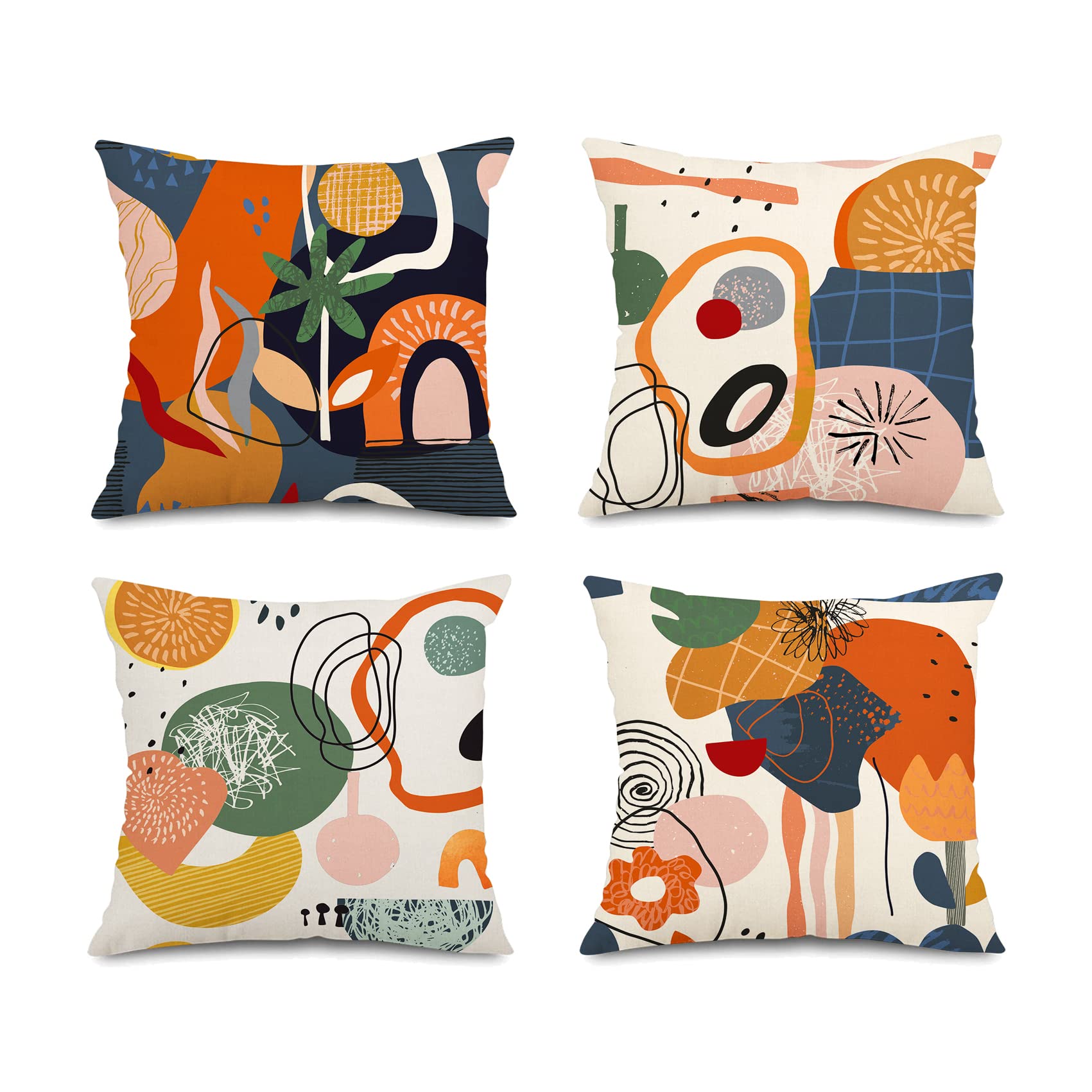 Jartinle Abstract Art Mid Century Modern Throw Pillow Covers 18X18 Colorful Boho Aesthetic Floral Geometric Minimalist Pillow Co