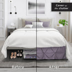 Nestl Grayish Purple Bed Skirt Cal King Size, Pinch Pleat Cal King Bed Skirt, 14' Inch Drop Cal King Bedskirt, Hotel Quality Bed Skirts, Microfiber Bedskirt For Cal King Bed, Grayish Purple Bed Skirt