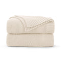 Cozecube Beige Throw Blanket For Bed, Soft Cozy Cable Knit Throw Blanket, Lightweight Warm Decorative Farmhouse Christmas Knitte