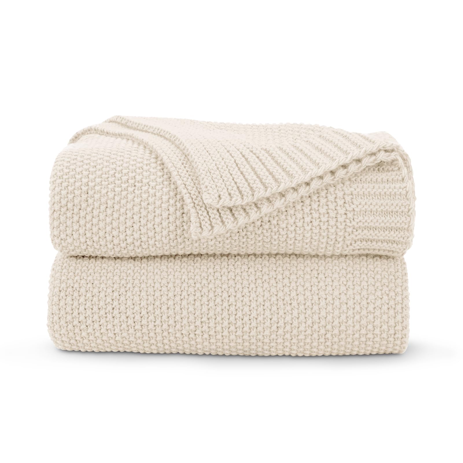 Cozecube Beige Throw Blanket For Bed, Soft Cozy Cable Knit Throw Blanket, Lightweight Warm Decorative Farmhouse Christmas Knitte