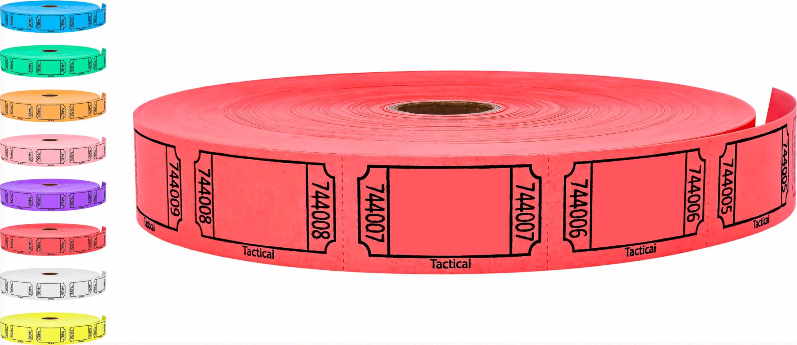 Tacticai 2000 Raffle Tickets, Blank, Red (8 Color Selection), Single Roll, Ticket For Events, Entry, Class Reward, Fundraiser &
