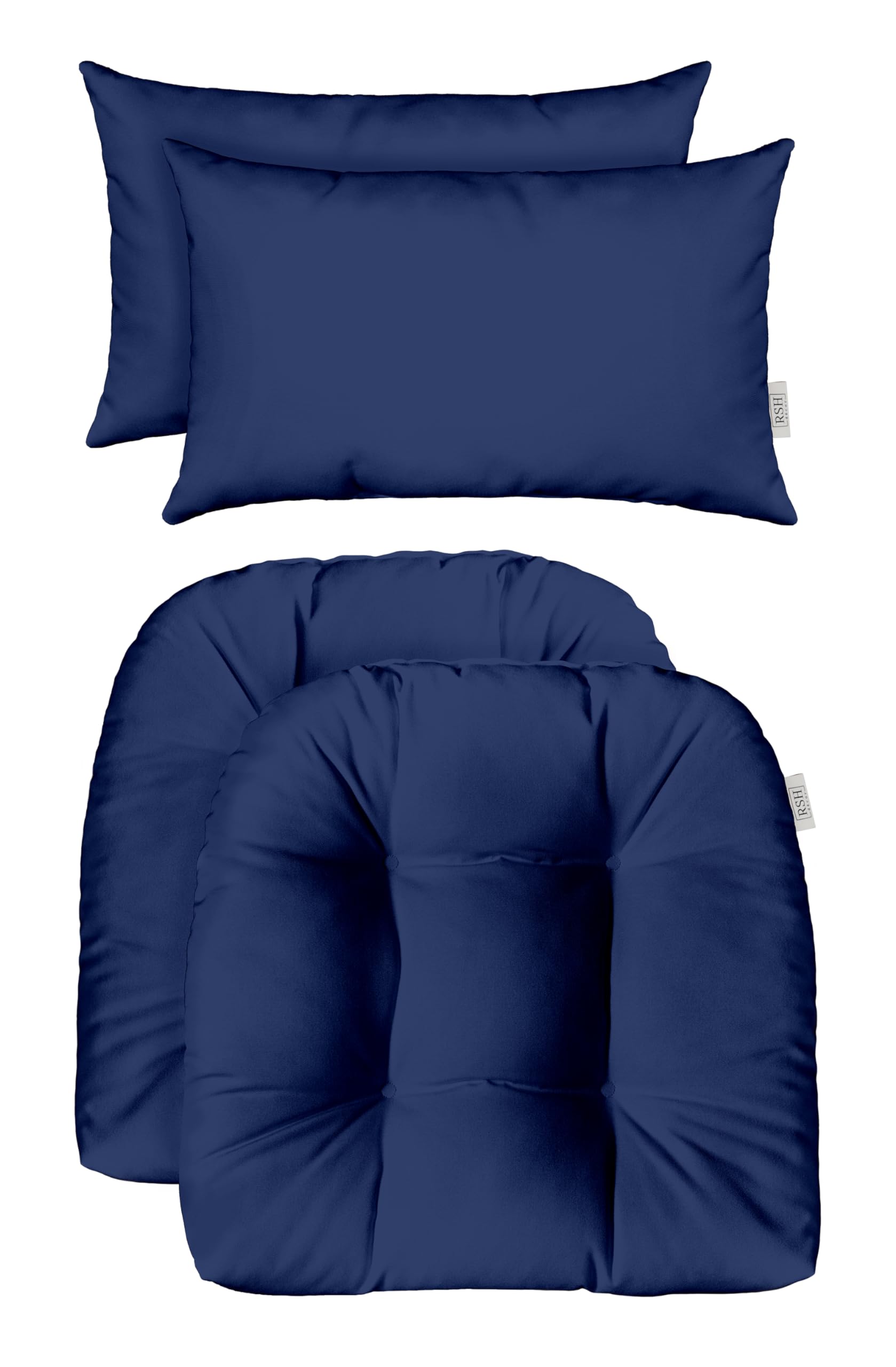Rsh Decor: Tufted U-Shapes & Lumbars Set Of 4 | 19    X 19    & 20' X 12' | Water-Resistant Spun Fabric | Outdoor Wicker Cushi