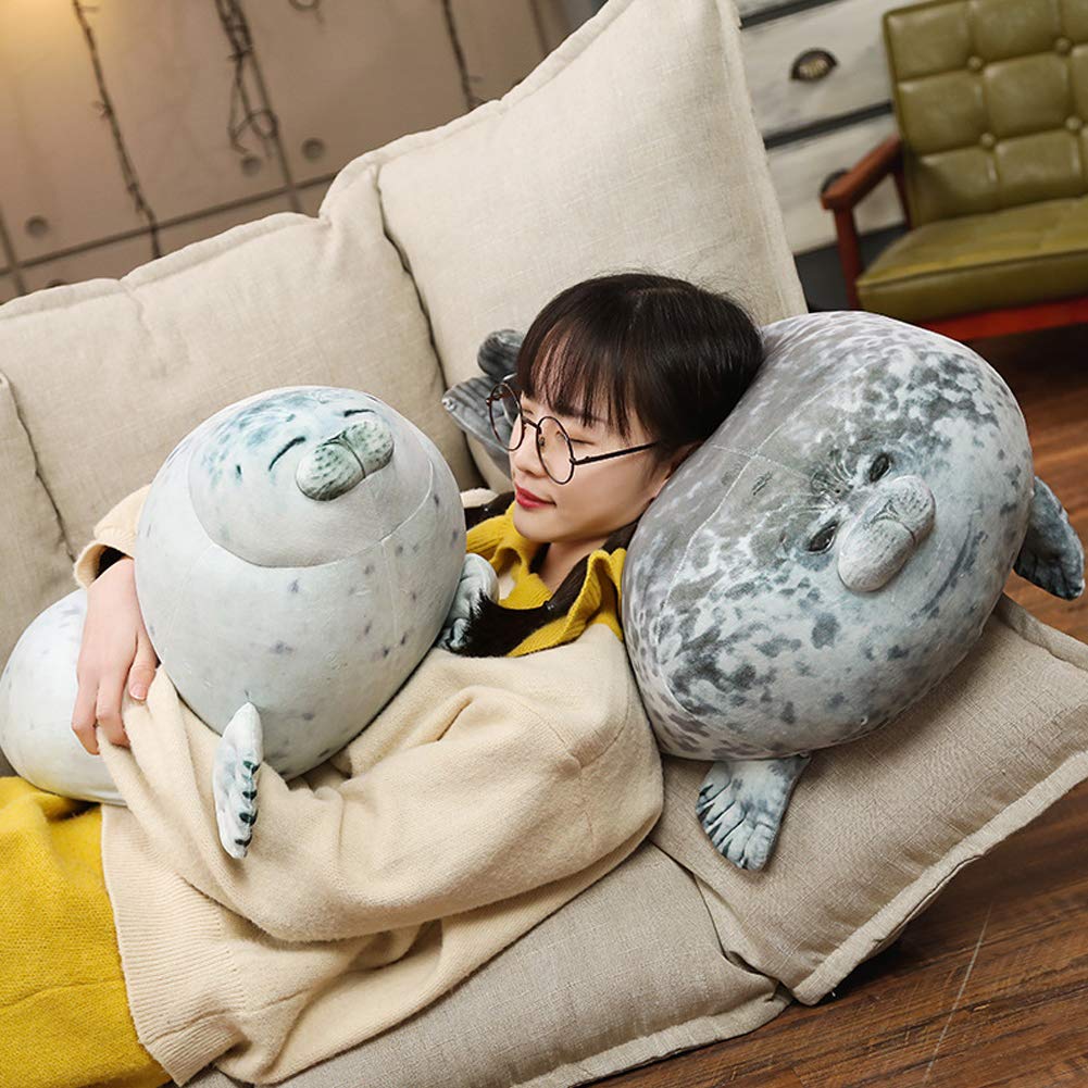 EHOTONG Chubby Seal Plush Pillow, Soft Stuffed Animal Toy, Large 24", White, Model Giaball008