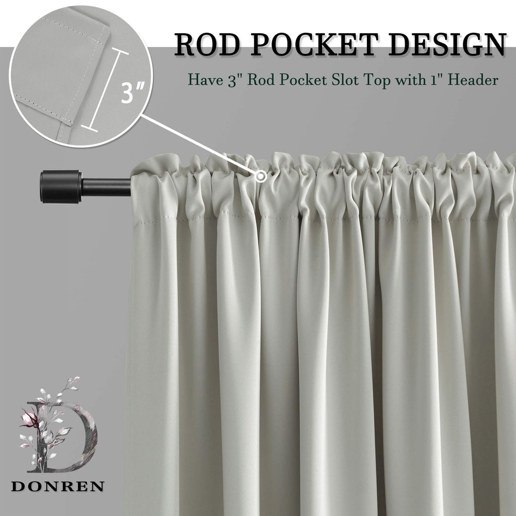 Donren Light Grey Valance - Kitchen Valances For Small Window With Rod Pocket (2 Panels,42 By 18 Inch)